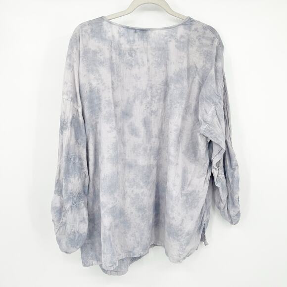 J. Jill Pure Jill Womens 100% Cotton Boho Tie Dye Embroidered Blouse Size‎ 2X - Picture 8 of 8